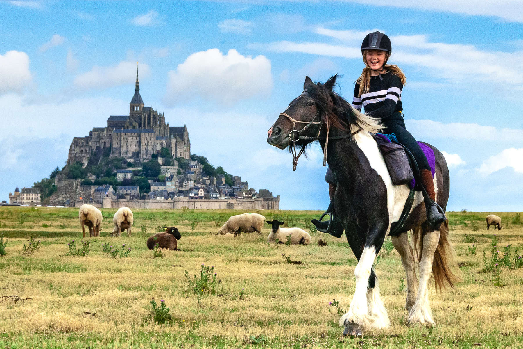 A cheval dans la baie du Mont St Michel