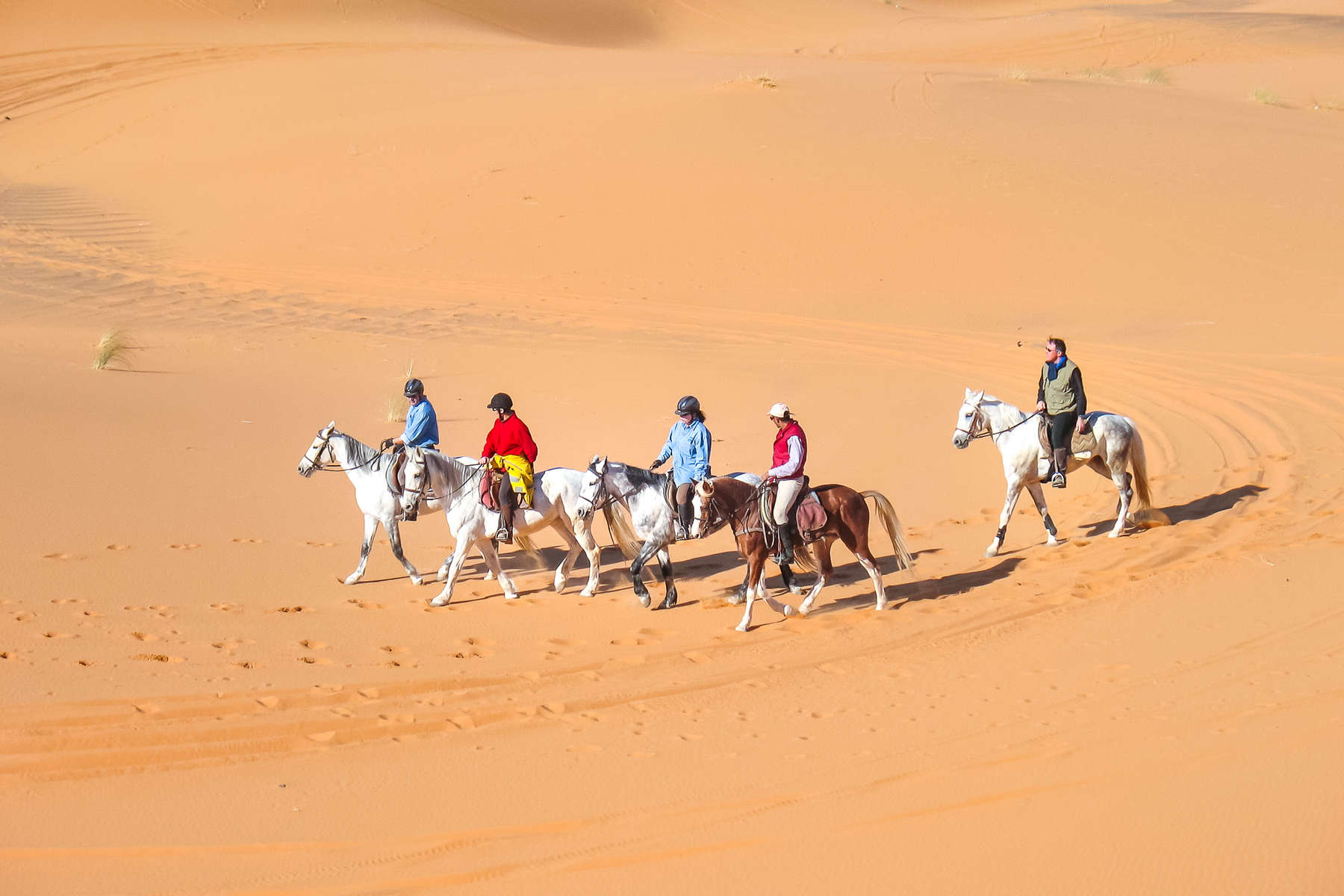 À cheval dans les dunes au Maroc