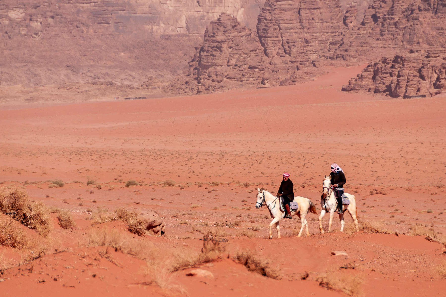 rando à cheval dans le sable rouge du Wadi Rum