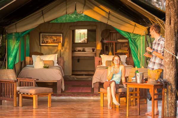 Camp équestre dans le delta de l'Okavango