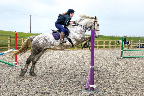 Cavalière en plein saut