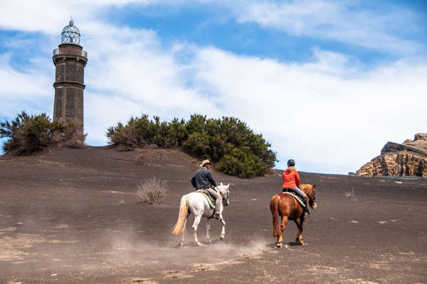 Cavaliers à cheval aux Açores