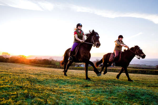 Cavaliers au galop au Pays de Galles
