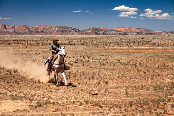 Galop dans les paysages du Far West