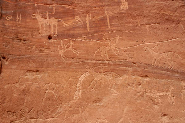 Gravures rupestres représentant des chevaux à Al Ula