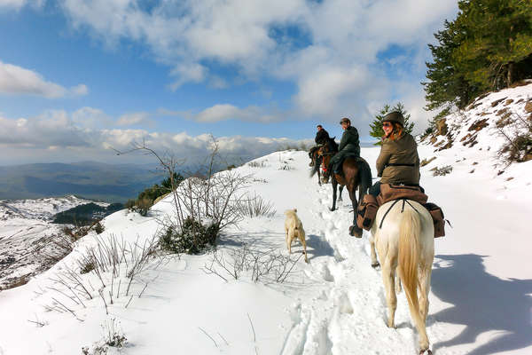 La Sicile à cheval en hiver