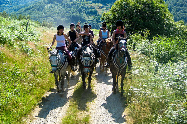 Pyrénées et jeunes cavalières