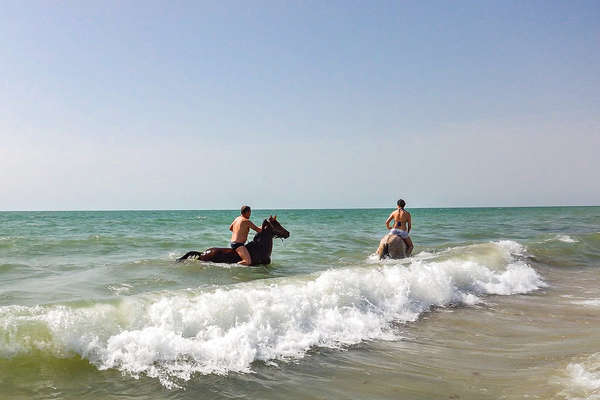 Sénégal à cheval sur la plage